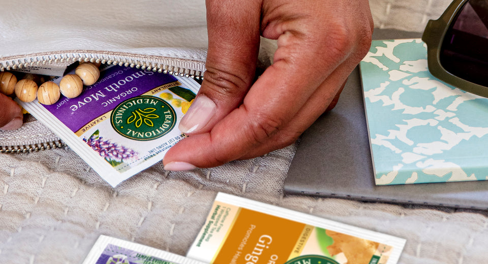 Packing various Traditional Medicinals tea overwraps