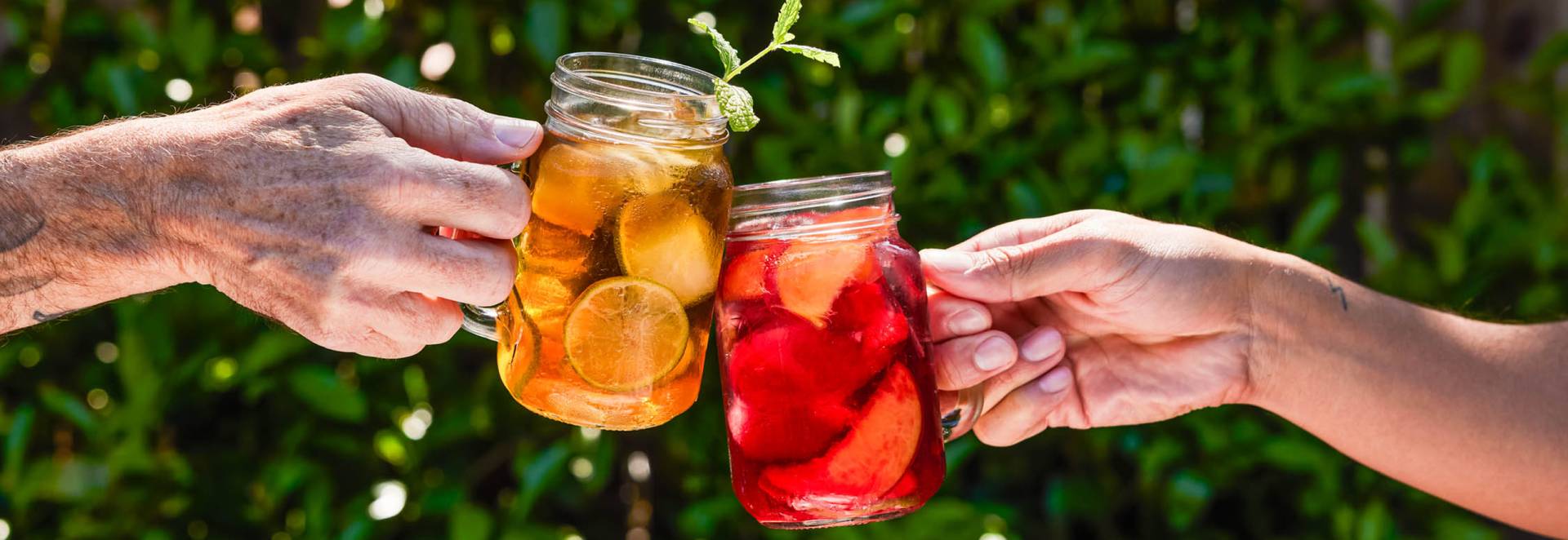 Hibiscus tea holding by two people