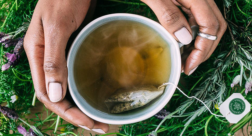 Organic Chamomile Lavender Tea Brewing In Cup